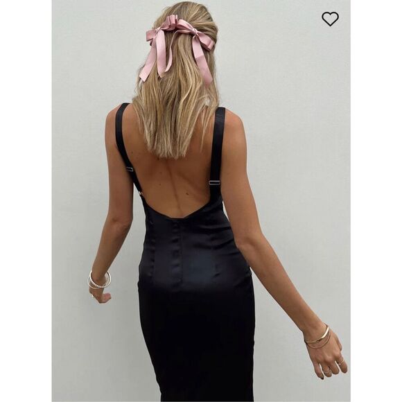 Princess Polly Black Curtis Maxi Cocktail Evening Gown Formal Dress 4 - Picture 7 of 14